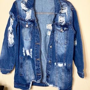 Denim Ripped Oversized Jean Jacket